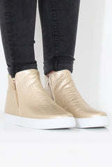 Gold Snakeskin Hightop Trainer - Tracey-Tops