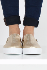 Gold Snakeskin Skater - Sophie-Shoes