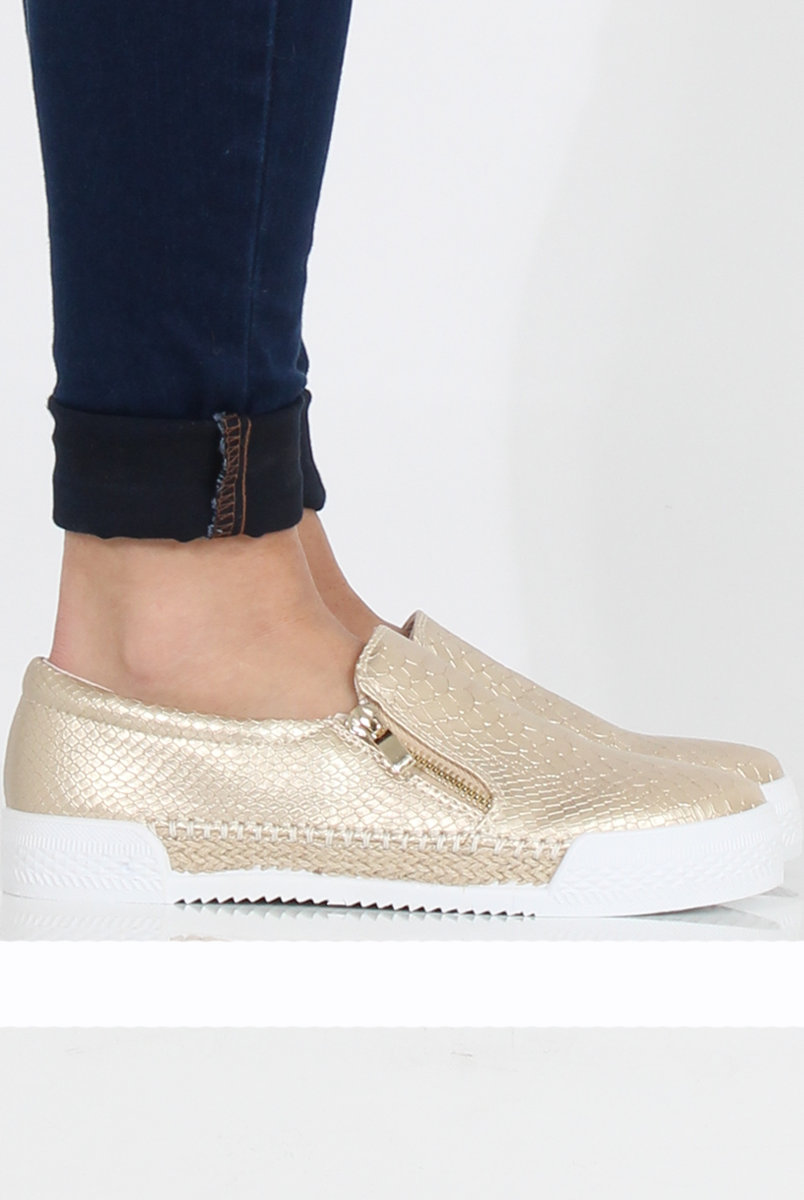 Gold Snakeskin Skater - Sophie-Shoes