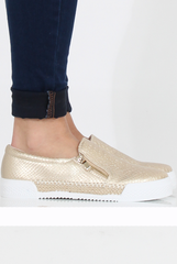 Gold Snakeskin Skater - Sophie-Shoes