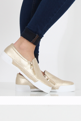 Gold Snakeskin Skater - Sophie-Shoes