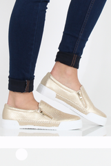 Gold Snakeskin Skater - Sophie-Shoes