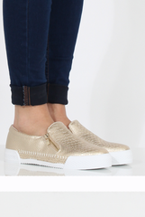Gold Snakeskin Skater - Sophie-Shoes