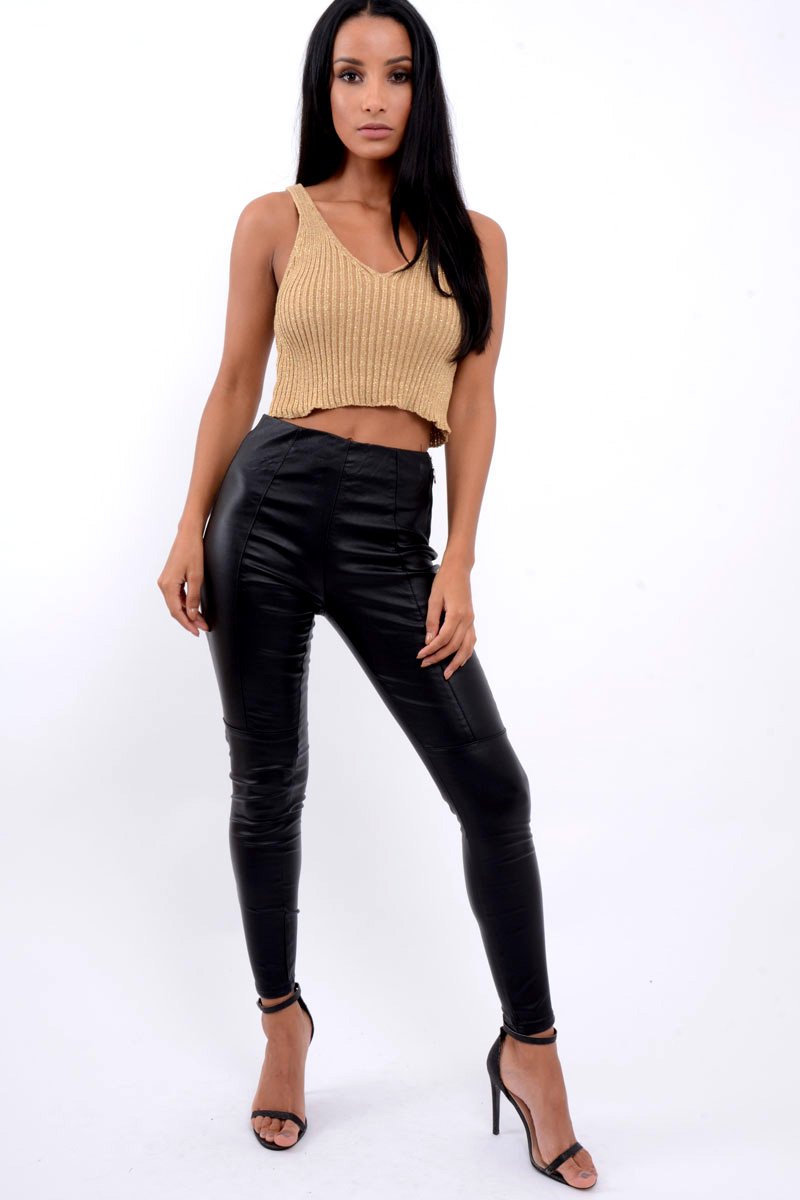 Gold Sparkle Knitted Crop Top - Nigella-Crop Tops