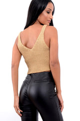 Gold Sparkle Knitted Crop Top - Nigella-Crop Tops
