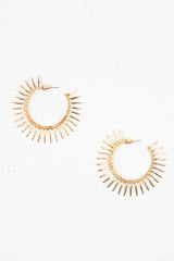 Gold Spike Detail Hoop Earrings - Maxine-Jewellery