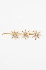 Gold Star Detail Diamante Embellished Hair Clip - Kymari-Hair