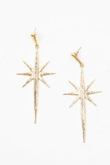 Gold Star Detail Drop Shape Earrings - Lavena-Jewellery