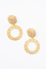 Gold Textured Drop Circle Earrings - Tillie-Jewellery