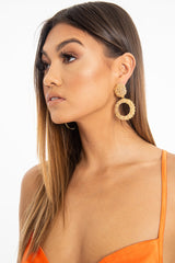 Gold Textured Drop Circle Earrings - Tillie-Jewellery