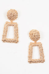 Gold Textured Rectangle Drop Earrings - Kamrin-Jewellery