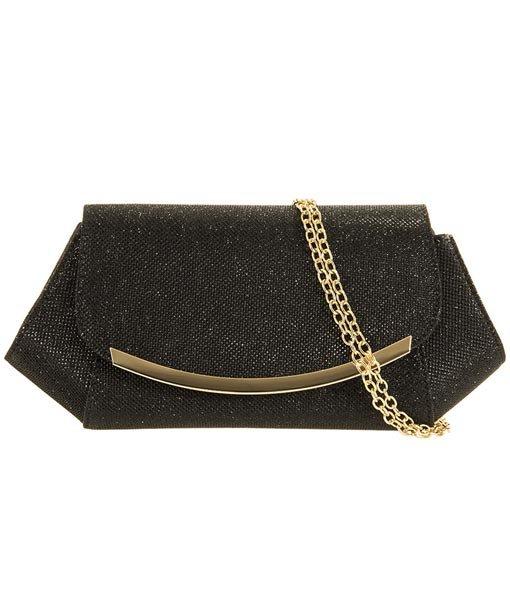 Gold Trim Glitter Clutch Bag - Alessa-Bags