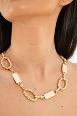 Gold Twist Hoop Bar Detail Necklace - Cailyn-Jewellery