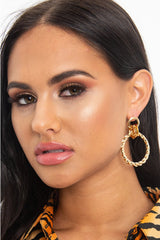 Gold Twisted Drop Ring Detail Hoop Earrings - Saidy-Jewellery