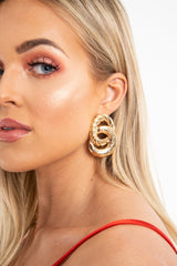 Gold Twisted Interlock Drop Earrings - Lynnea-Jewellery