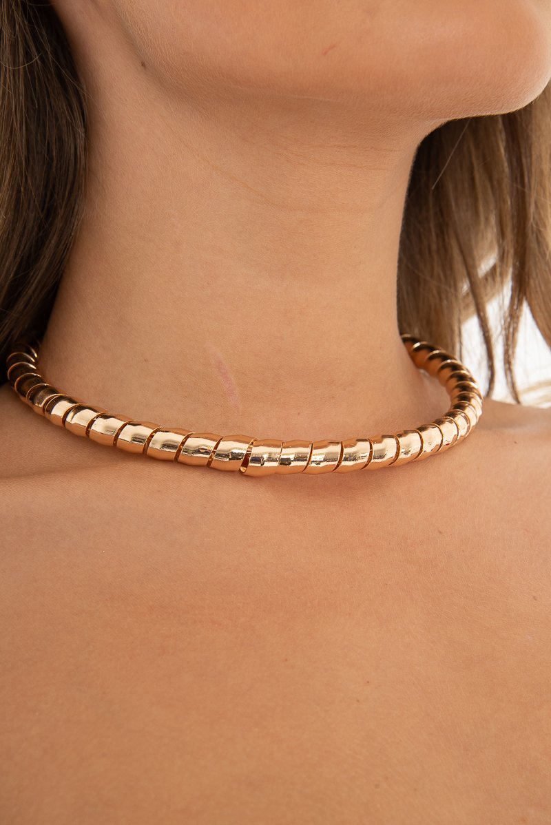 Gold Twisted Rope Choker Necklace - Lulia-Jewellery