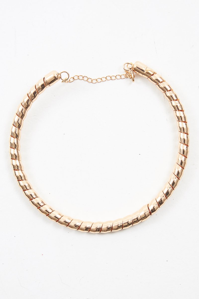 Gold Twisted Rope Choker Necklace - Lulia-Jewellery