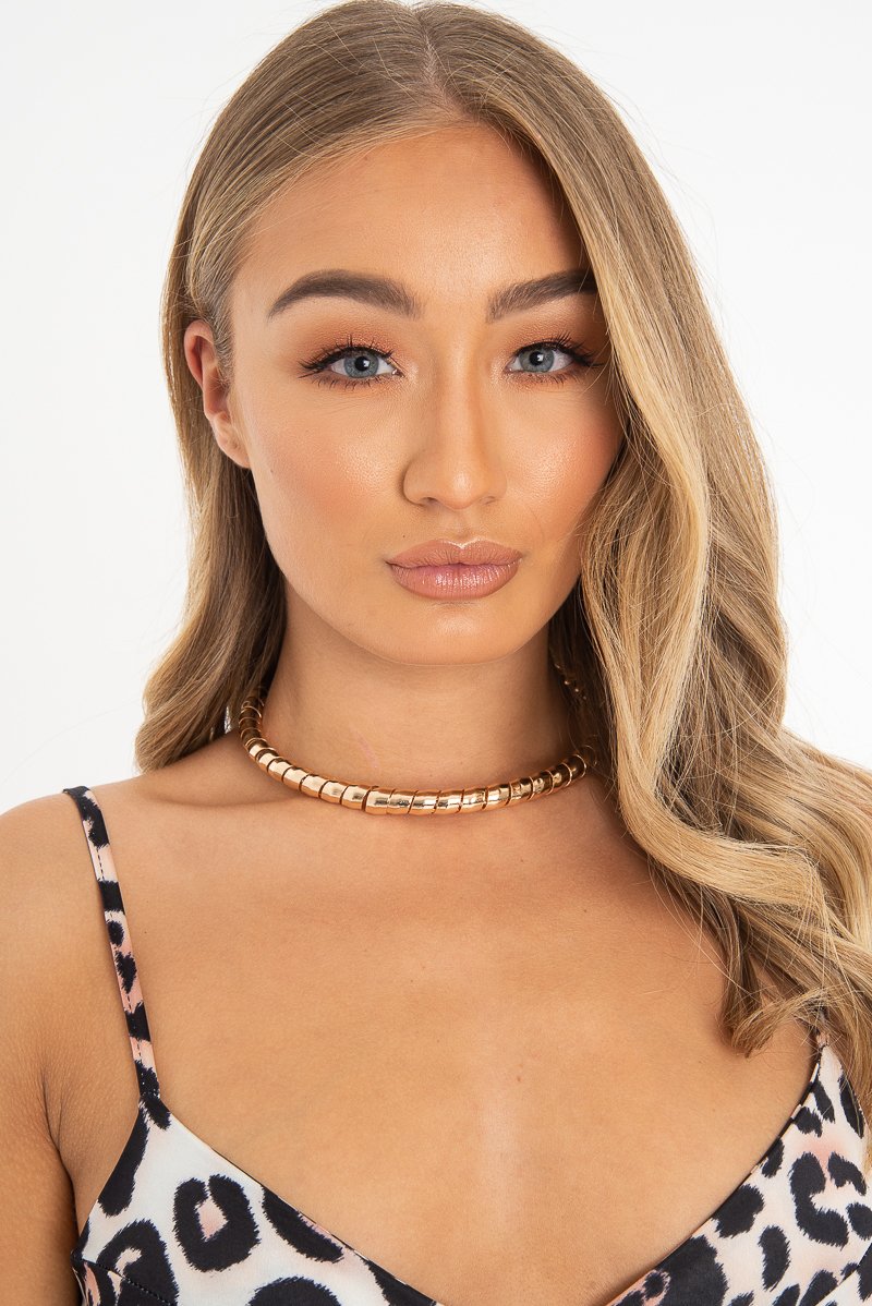Gold Twisted Rope Choker Necklace - Lulia-Jewellery