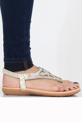 Golden Diamante and Jewelled Sandals- Taliya-Sandals
