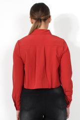 Grace Rust Long Sleeved Cropped Shirt-Shirts