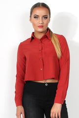 Grace Rust Long Sleeved Cropped Shirt-Shirts