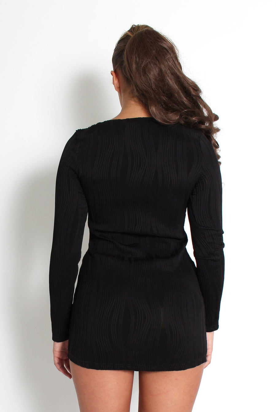 Gracie Black Tie Front Mini Dress-Dresses