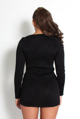 Gracie Black Tie Front Mini Dress-Dresses