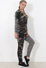 Gracie Grey Camouflage Asymmetric Loungewear set-Loungewear