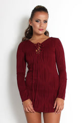 Gracie Purple Tie Front Mini Dress-Dresses