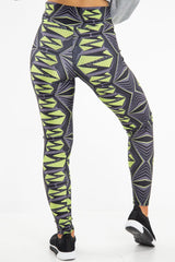Green Abstract High Waist Activewear Leggings - Ryli-Leggings