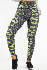 Green Abstract High Waist Activewear Leggings - Ryli-Leggings