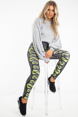 Green Abstract High Waist Activewear Leggings - Ryli-Leggings