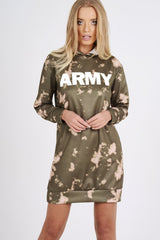 Green Acid Wash Army Hoodie - Aime-Loungewear