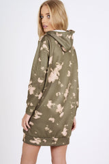 Green Acid Wash Army Hoodie - Aime-Loungewear