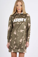 Green Acid Wash Army Hoodie - Aime-Loungewear