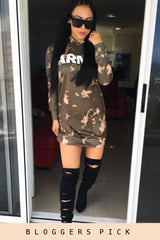 Green Acid Wash Army Hoodie - Aime-Loungewear