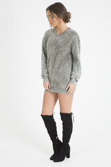 Green Acid Wash Jumper Dress - Cheryl-Jumper