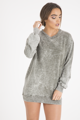 Green Acid Wash Jumper Dress - Cheryl-Jumper