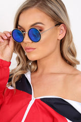 Green And Silver Round 90's Sunglasses - Fraya-Sunglasses