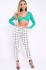 Green Asymmetric Crop Top - Nicki-Crop Tops
