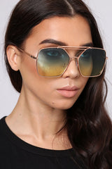 Green Aviator Tinted Lens Sunglasses - Kaelani-Sunglasses