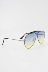 Green Blue Tinted Bar Aviator Sunglasses - Attie-Sunglasses