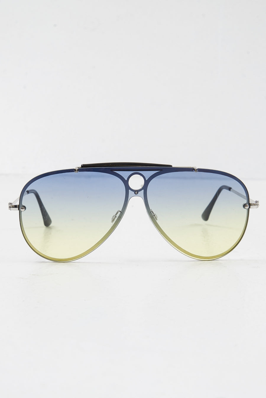 Green Blue Tinted Bar Aviator Sunglasses - Attie-Sunglasses