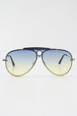 Green Blue Tinted Bar Aviator Sunglasses - Attie-Sunglasses