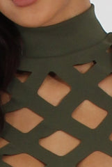Green Cage High Neck Bodysuit - Tess-Bodysuits