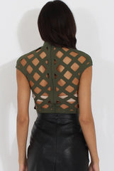Green Cage High Neck Bodysuit - Tess-Bodysuits