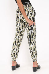 Green Camo Ankle Cuff Cargo Pants - Jaquie-Trousers