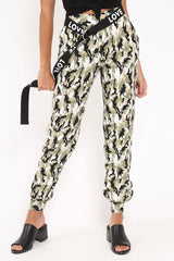 Green Camo Ankle Cuff Cargo Pants - Jaquie-Trousers