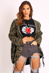 Green Camo Sequin Rock & Roll Design Jacket - Siona-Jackets