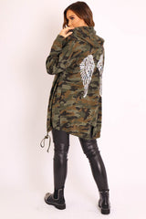 Green Camo Sequin Wing Design Jacket - Siona-Jackets